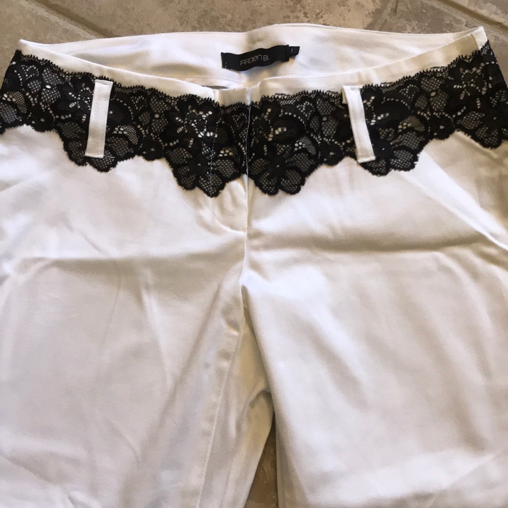 White w/ black lace Dress Capris